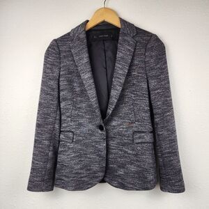 ZARA Basic Gray Textured Blazer Single Button Business Casual Women's Size Small
